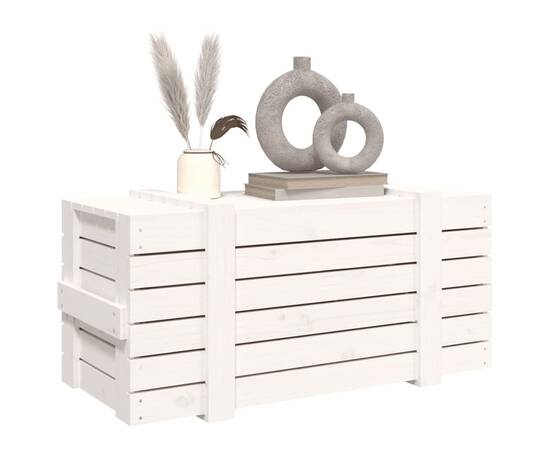 Cutie de depozitare, alb, 91x40,5x42 cm, lemn masiv de pin, 5 image