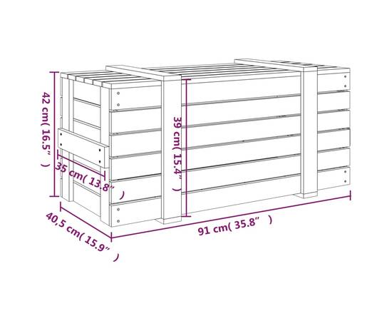 Cutie de depozitare, alb, 91x40,5x42 cm, lemn masiv de pin, 11 image