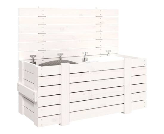Cutie de depozitare, alb, 91x40,5x42 cm, lemn masiv de pin, 4 image
