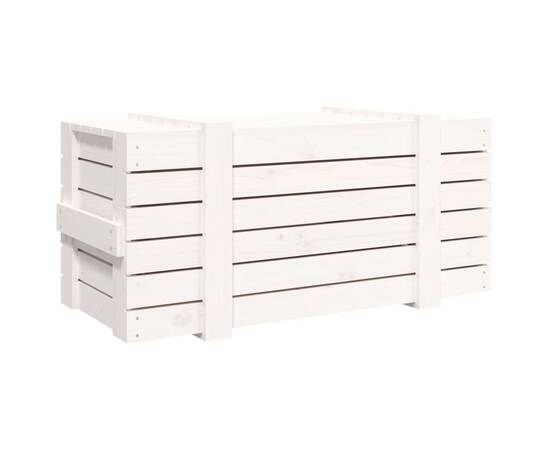 Cutie de depozitare, alb, 91x40,5x42 cm, lemn masiv de pin, 6 image