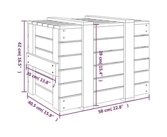 Cutie de depozitare, negru, 58x40,5x42 cm, lemn masiv de pin, 11 image