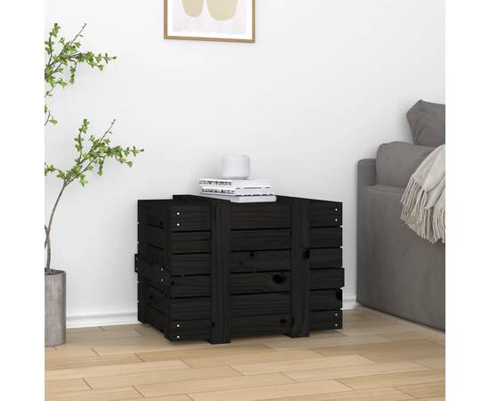 Cutie de depozitare, negru, 58x40,5x42 cm, lemn masiv de pin, 3 image