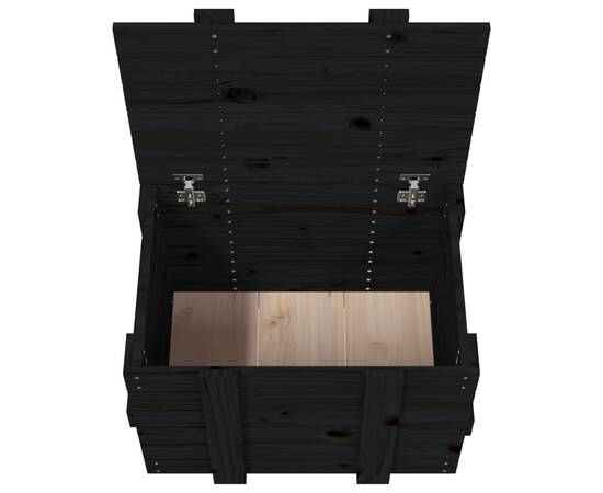 Cutie de depozitare, negru, 58x40,5x42 cm, lemn masiv de pin, 9 image