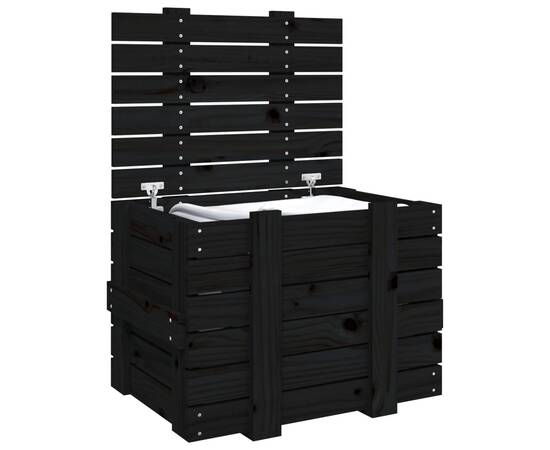 Cutie de depozitare, negru, 58x40,5x42 cm, lemn masiv de pin, 5 image