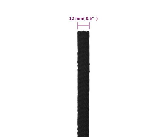 Frânghie de lucru, negru, 12 mm, 100 m, poliester, 6 image