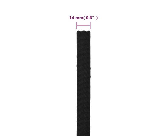 Frânghie de lucru, negru, 14 mm, 100 m, poliester, 6 image