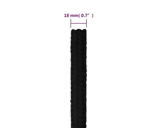 Frânghie de lucru, negru, 18 mm, 100 m, poliester, 6 image