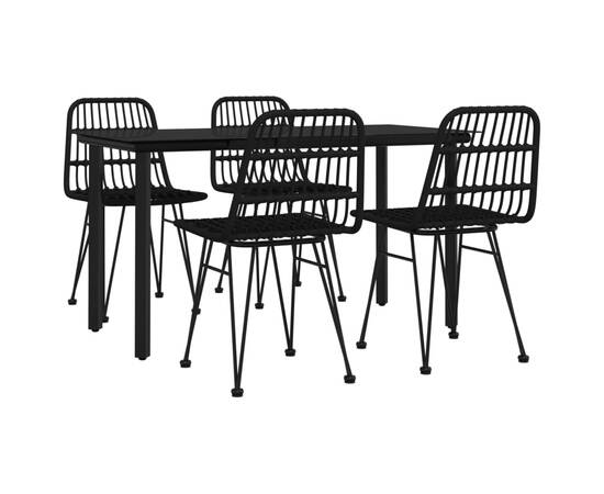 Set mobilier de grădină, 5 piese, negru, poliratan, 3 image