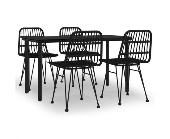 Set mobilier de grădină, 5 piese, negru, poliratan, 2 image