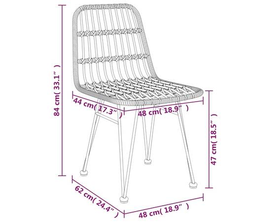 Set mobilier de grădină, 5 piese, negru, poliratan, 10 image