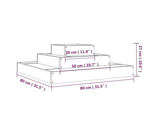 Jardinieră, 80x80x27 cm, lemn masiv de pin, 7 image
