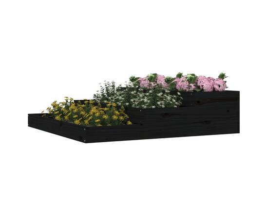 Jardinieră, negru, 107x107x27 cm, lemn masiv de pin, 3 image