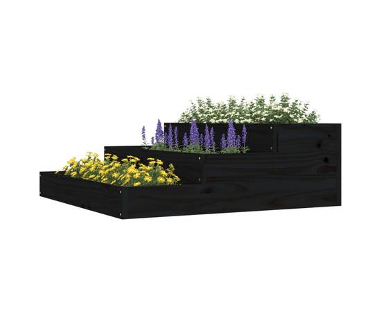 Jardinieră, negru, 78x78x27 cm, lemn masiv de pin, 3 image