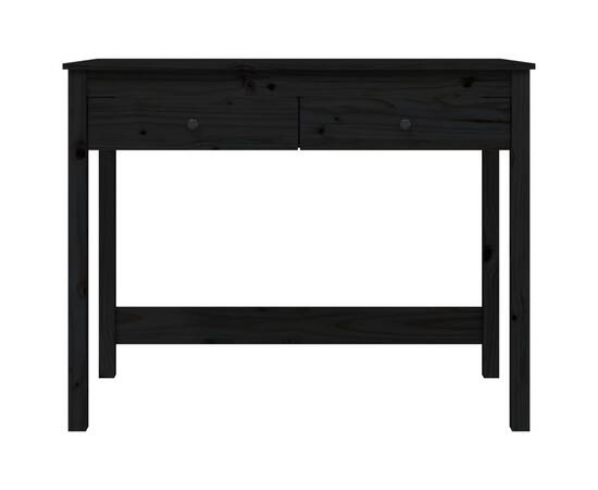 Birou cu sertare, negru, 100x50x78 cm, lemn masiv de pin, 6 image