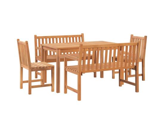 Set de sufragerie de grădină, lemn masiv de tec, 5 piese, 3 image