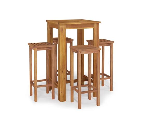 Set mobilier de grădină, 5 piese, lemn masiv de acacia, 2 image