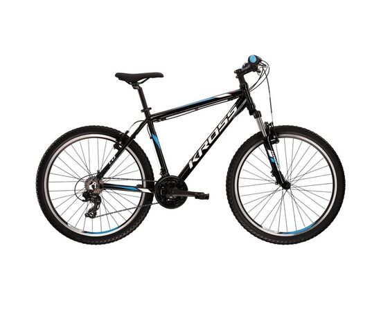 Bicicleta KROSS Hexagon 1.0 V-brake 26" negru/alb/albastru S, Dimensiune roata: 26 inch, Marime cadru: S, Culoare: negru/alb/albastru