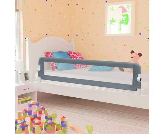 Balustradă de protecție pat copii, gri, 180 x 42 cm, poliester