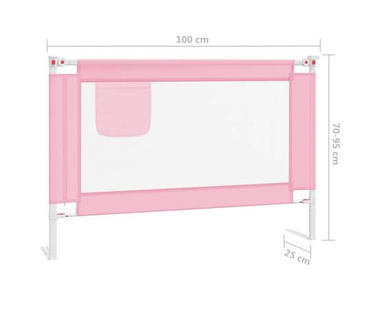 Balustradă de protecție pat copii, roz, 100x25 cm, textil, 8 image