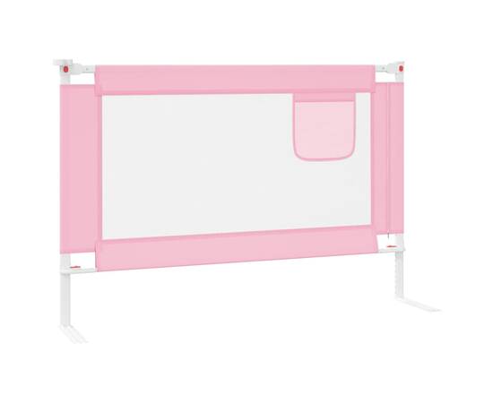 Balustradă de protecție pat copii, roz, 100x25 cm, textil, 4 image