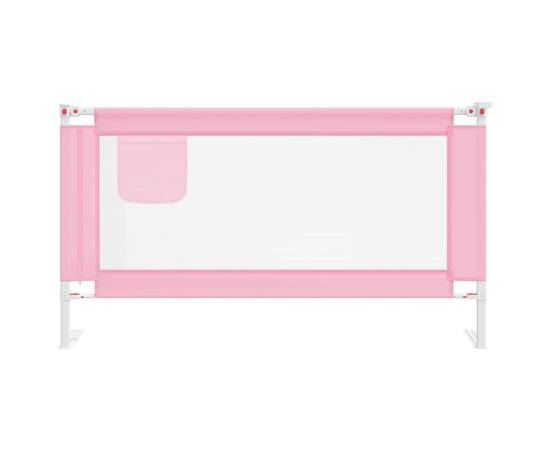 Balustradă de protecție pat copii, roz, 150x25 cm, textil, 3 image