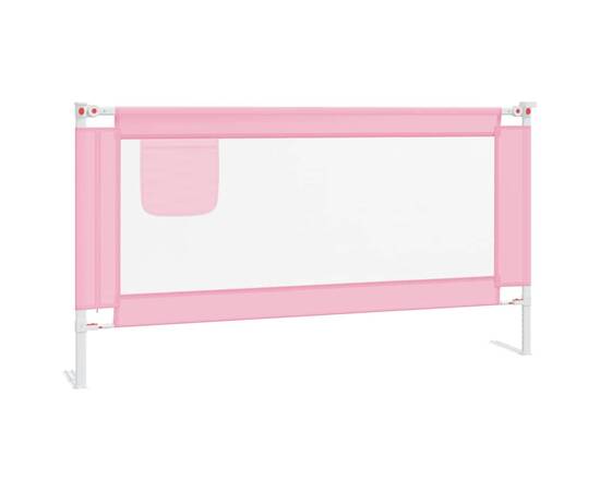 Balustradă de protecție pat copii, roz, 160x25 cm, textil, 2 image