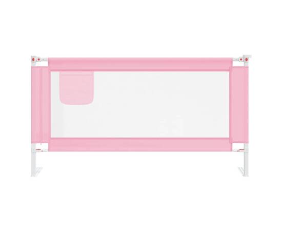 Balustradă de protecție pat copii, roz, 160x25 cm, textil, 3 image