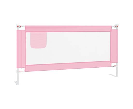 Balustradă de protecție pat copii, roz, 180x25 cm, textil, 2 image