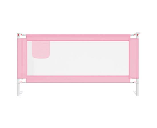 Balustradă de protecție pat copii, roz, 180x25 cm, textil, 3 image