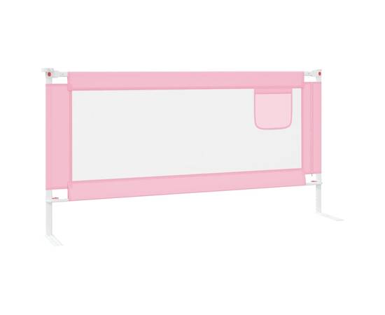 Balustradă de protecție pat copii, roz, 180x25 cm, textil, 4 image