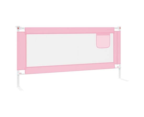 Balustradă de protecție pat copii, roz, 190x25 cm, textil, 4 image
