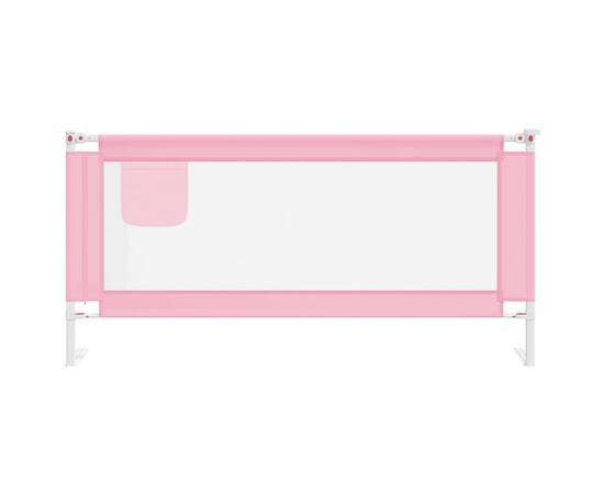 Balustradă de protecție pat copii, roz, 190x25 cm, textil, 3 image