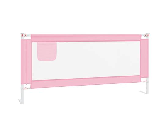 Balustradă de protecție pat copii, roz, 200x25 cm, textil, 2 image