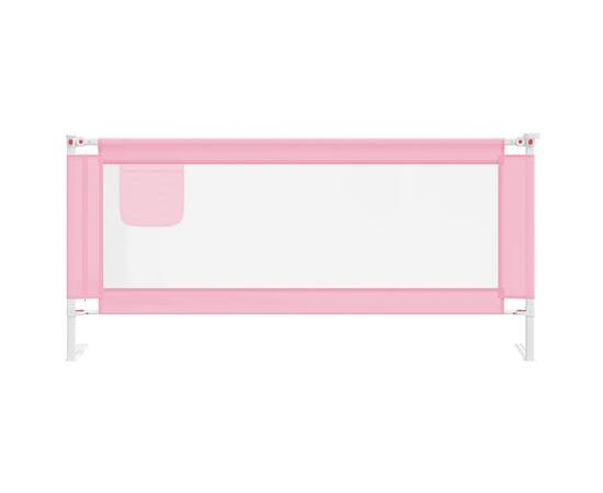 Balustradă de protecție pat copii, roz, 200x25 cm, textil, 3 image