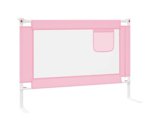 Balustradă de protecție pat copii, roz, 90x25 cm, textil, 4 image