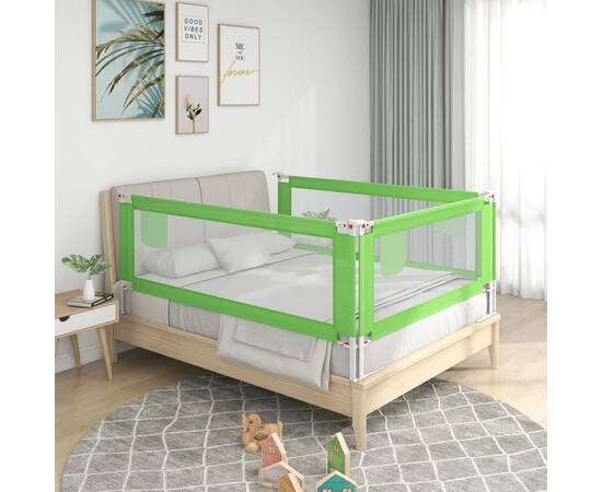 Balustradă de protecție pat copii, verde, 190x25 cm, textil