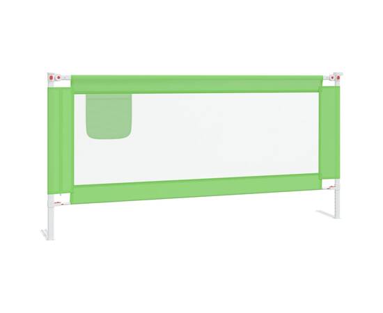 Balustradă de protecție pat copii, verde, 190x25 cm, textil, 2 image