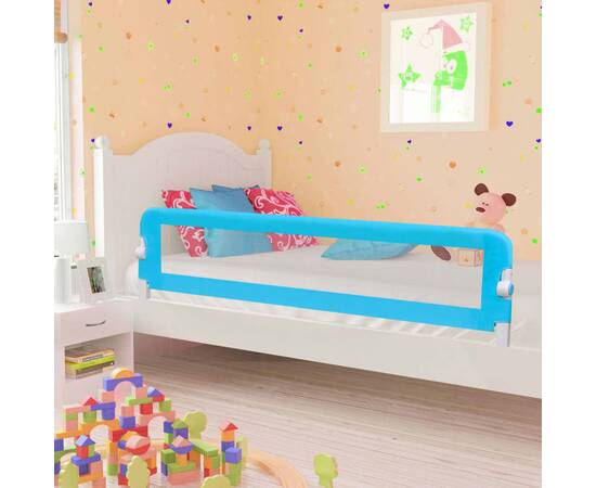 Balustradă de protecție pat copii albastru 180x42 cm poliester