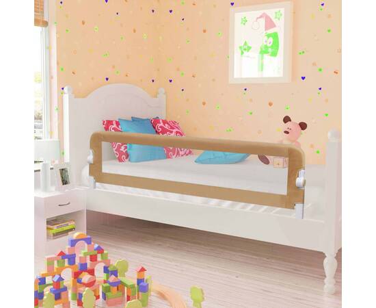 Balustradă protecție pat copii, gri taupe, 150x42 cm, poliester