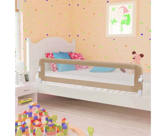 Balustradă protecție pat copii, gri taupe, 180x42 cm, poliester