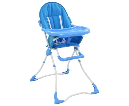 Scaun de masă înalt pentru copii, albastru și alb