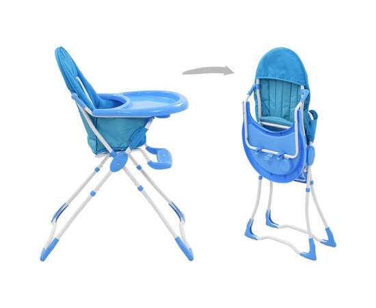 Scaun de masă înalt pentru copii, albastru și alb, 3 image