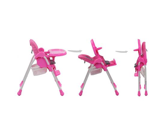 Scaun de masă înalt pentru copii, roz și gri, 3 image