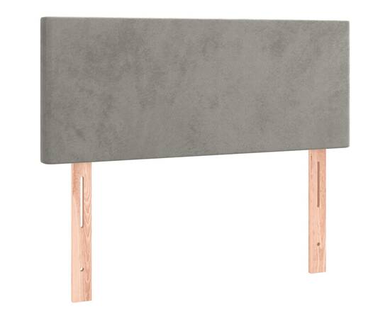 Pat box spring cu saltea, gri deschis, 90x190 cm, catifea, 6 image