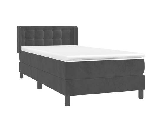 Pat box spring cu saltea, negru, 90x190 cm, catifea, 3 image