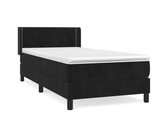 Pat box spring cu saltea, negru, 90x190 cm, catifea, 2 image