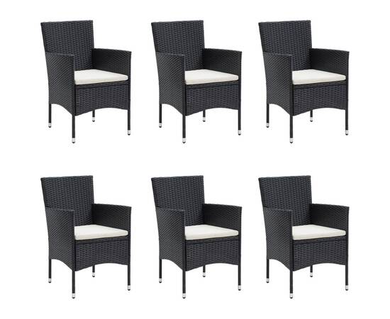 Set de masă pentru grădină, 7 piese, cu perne, negru, 4 image