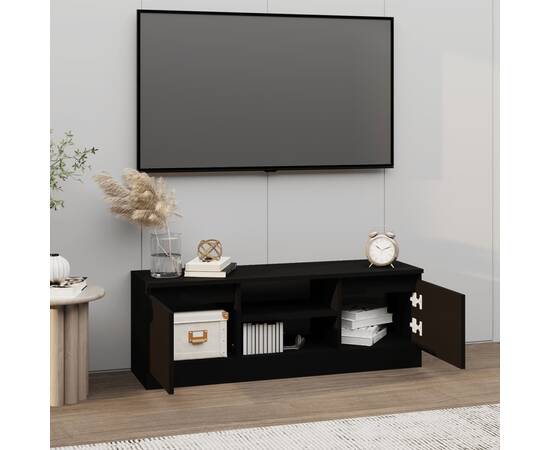 Comodă tv cu ușă, negru, 102x30x36 cm, 3 image
