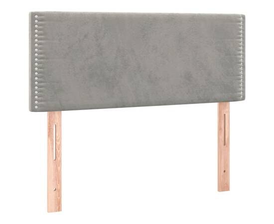 Pat box spring cu saltea, gri deschis, 90x190 cm, catifea, 6 image