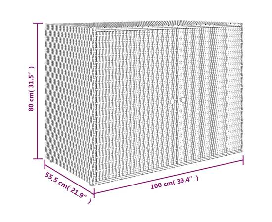 Dulap de depozitare de grădină, gri, 100x55,5x80 cm, poliratan, 8 image